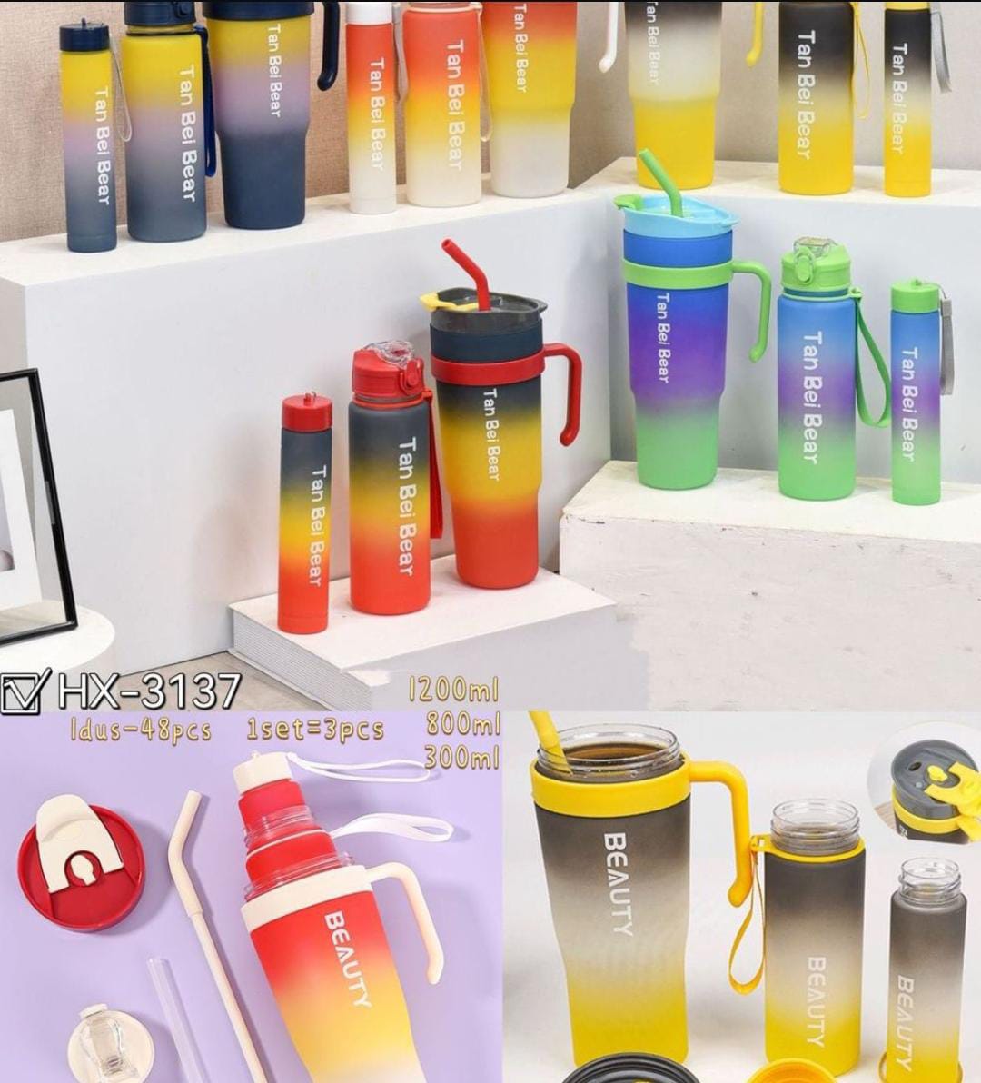 Leak-Proof Gradient Water Bottles Set